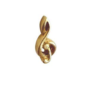 Vintage Gold Treble Clef Tie Tack Music Lapel Pin With Chain